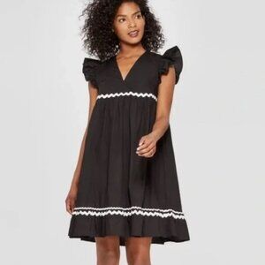 Who What Wear Black & White Rick Rack Trim Dress Sz Medium EUC